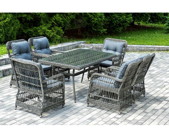 "Цесена" обеденная группа плетеная из искусственного ротанга, цвет графит, изображение 2 | Интернет магазин мебели и декора LifeDekor