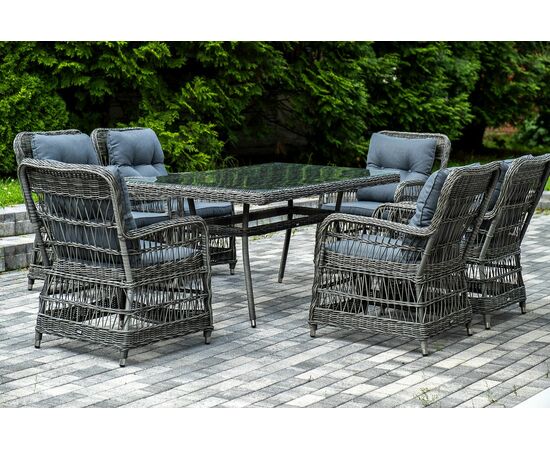 "Цесена" обеденная группа плетеная из искусственного ротанга, цвет графит, изображение 3 | Интернет магазин мебели и декора LifeDekor