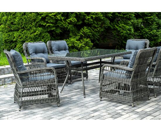 "Цесена" обеденная группа плетеная из искусственного ротанга, цвет графит, изображение 4 | Интернет магазин мебели и декора LifeDekor