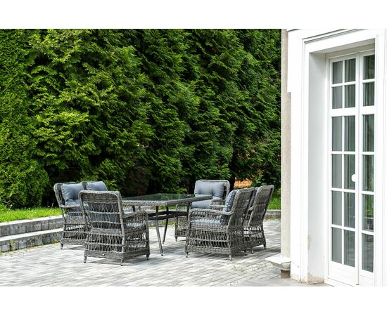 "Цесена" обеденная группа плетеная из искусственного ротанга, цвет графит, изображение 5 | Интернет магазин мебели и декора LifeDekor