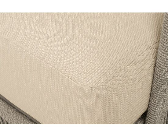 "Альбано" диван 3-местный плетеный из роупа, каркас алюминий светло-серый (RAL7035) муар, роуп серый меланж круглый, ткань Mossle светло-бежевая, изображение 5 | Интернет магазин мебели и декора LifeDekor