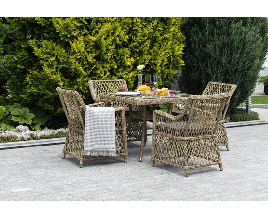 "Айриш" стол плетеный из искусственного ротанга, цвет соломенный, изображение 4 | Интернет магазин мебели и декора LifeDekor