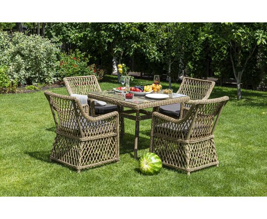 "Айриш" стол плетеный из искусственного ротанга, цвет соломенный, изображение 6 | Интернет магазин мебели и декора LifeDekor