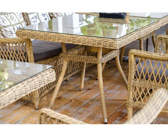 "Айриш" стол плетеный из искусственного ротанга, цвет соломенный, изображение 8 | Интернет магазин мебели и декора LifeDekor