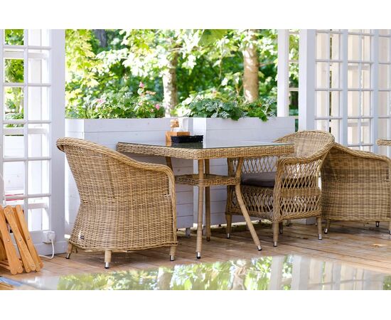 "Айриш" стол плетеный из искусственного ротанга, цвет соломенный, изображение 9 | Интернет магазин мебели и декора LifeDekor