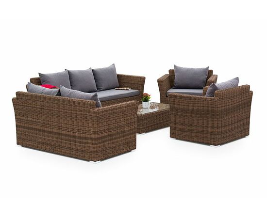 "Капучино Дабл" лаунж-зона из искусственного ротанга, цвет коричневый | Интернет магазин мебели и декора LifeDekor