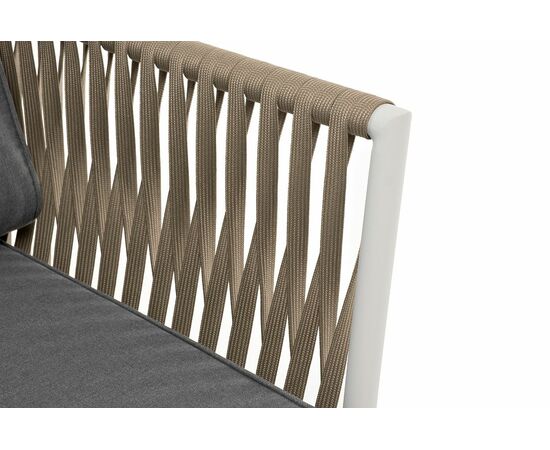 "Касабланка" кресло плетеное из роупа, каркас алюминий светло-серый (RAL7035) шагрень, роуп серо-коричневый 23мм, ткань Neo ash, изображение 4 | Интернет магазин мебели и декора LifeDekor