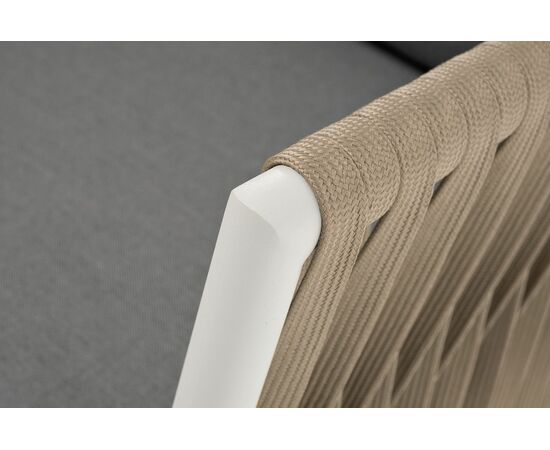 "Касабланка" кресло плетеное из роупа, каркас алюминий светло-серый (RAL7035) шагрень, роуп серо-коричневый 23мм, ткань Neo ash, изображение 5 | Интернет магазин мебели и декора LifeDekor