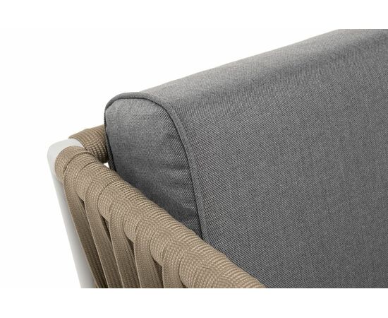 "Касабланка" кресло плетеное из роупа, каркас алюминий светло-серый (RAL7035) шагрень, роуп серо-коричневый 23мм, ткань Neo ash, изображение 8 | Интернет магазин мебели и декора LifeDekor