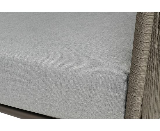 "Багамы" диван 3-местный плетеный из роупа, каркас алюминий бежево-серый (RAL7006) муар, роуп серо-коричневый 23мм, ткань светло-серая, изображение 5 | Интернет магазин мебели и декора LifeDekor