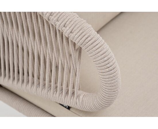 "Милан" кресло плетеное из роупа, каркас алюминий белый муар, роуп бежевый круглый, ткань бежевая 052, изображение 6 | Интернет магазин мебели и декора LifeDekor
