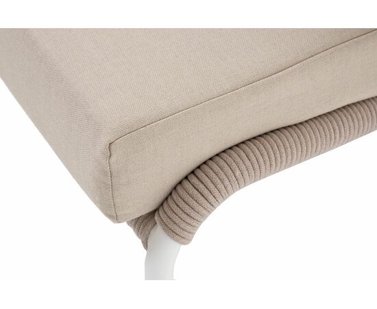 "Милан" кресло плетеное из роупа, каркас алюминий белый муар, роуп бежевый круглый, ткань бежевая 052, изображение 8 | Интернет магазин мебели и декора LifeDekor