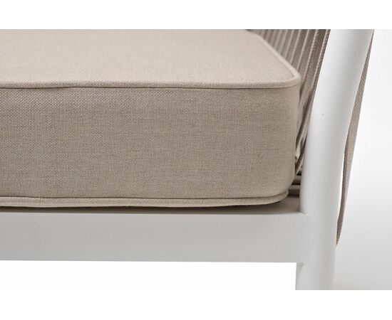 "Касабланка" кресло плетеное из роупа, каркас алюминий белый муар, роуп бежевый 20мм, ткань бежевая 15052, изображение 9 | Интернет магазин мебели и декора LifeDekor