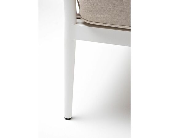 "Касабланка" кресло плетеное из роупа, каркас алюминий белый муар, роуп бежевый 20мм, ткань бежевая 15052, изображение 10 | Интернет магазин мебели и декора LifeDekor