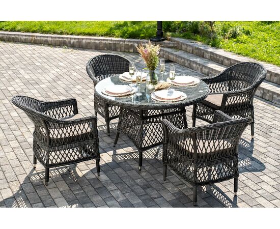 "Дольче" обеденная группа из искусственного ротанга, цвет графит | Интернет магазин мебели и декора LifeDekor
