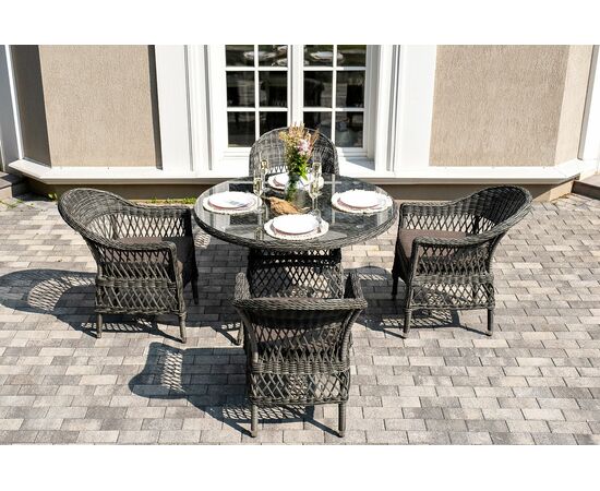 "Дольче" обеденная группа из искусственного ротанга, цвет графит, изображение 3 | Интернет магазин мебели и декора LifeDekor