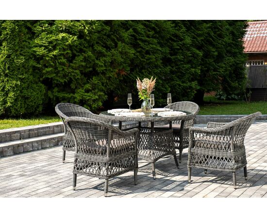 "Дольче" обеденная группа из искусственного ротанга, цвет графит, изображение 4 | Интернет магазин мебели и декора LifeDekor
