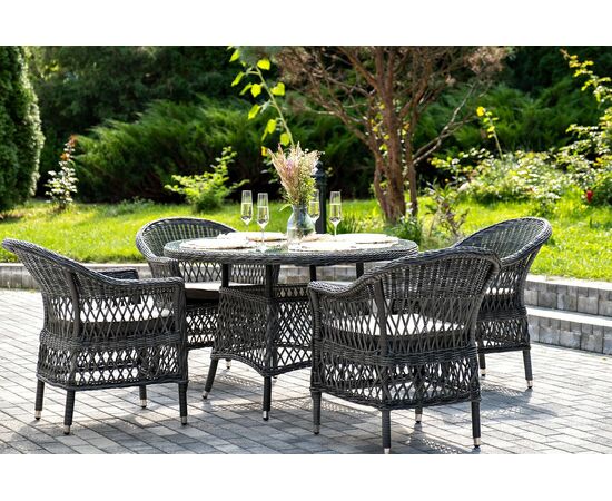 "Дольче" обеденная группа из искусственного ротанга, цвет графит, изображение 5 | Интернет магазин мебели и декора LifeDekor