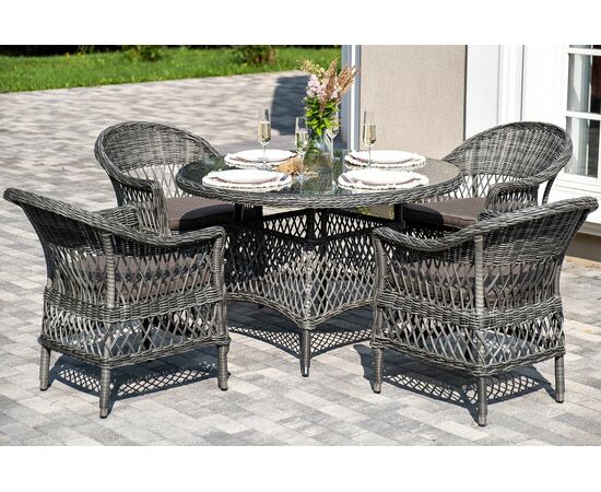 "Дольче" обеденная группа из искусственного ротанга, цвет графит, изображение 6 | Интернет магазин мебели и декора LifeDekor