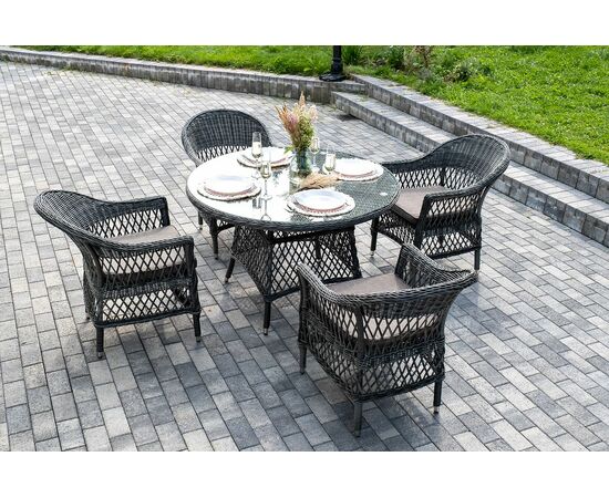 "Дольче" обеденная группа из искусственного ротанга, цвет графит, изображение 7 | Интернет магазин мебели и декора LifeDekor