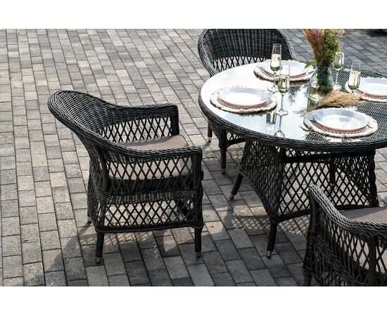 "Дольче" обеденная группа из искусственного ротанга, цвет графит, изображение 9 | Интернет магазин мебели и декора LifeDekor