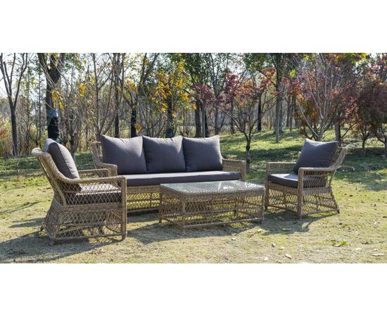 "Гранд Латте" диван трехместный из искусственного ротанга, цвет соломенный, изображение 5 | Интернет магазин мебели и декора LifeDekor