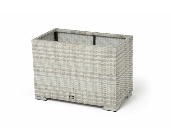 "Лунго" кашпо для цветов большое плетеное из искусственного ротанга, цвет бежевый | Интернет магазин мебели и декора LifeDekor