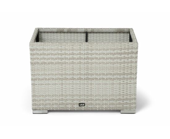 "Лунго" кашпо для цветов большое плетеное из искусственного ротанга, цвет бежевый, изображение 2 | Интернет магазин мебели и декора LifeDekor