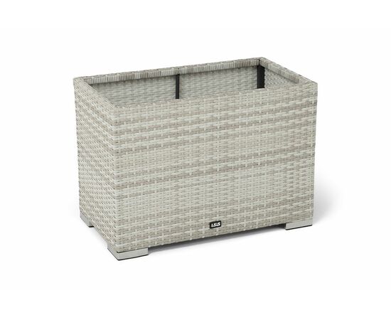 "Лунго" кашпо для цветов большое плетеное из искусственного ротанга, цвет бежевый, изображение 3 | Интернет магазин мебели и декора LifeDekor