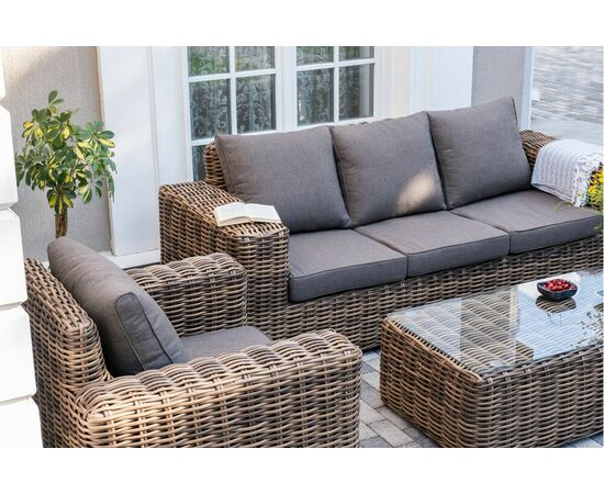 "Палермо" лаунж-зона из искусственного ротанга, цвет соломенный, изображение 5 | Интернет магазин мебели и декора LifeDekor