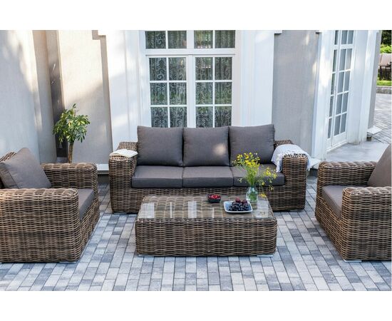 "Палермо" лаунж-зона из искусственного ротанга, цвет соломенный, изображение 11 | Интернет магазин мебели и декора LifeDekor