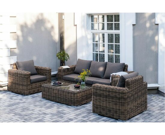 "Палермо" лаунж-зона из искусственного ротанга, цвет соломенный, изображение 12 | Интернет магазин мебели и декора LifeDekor