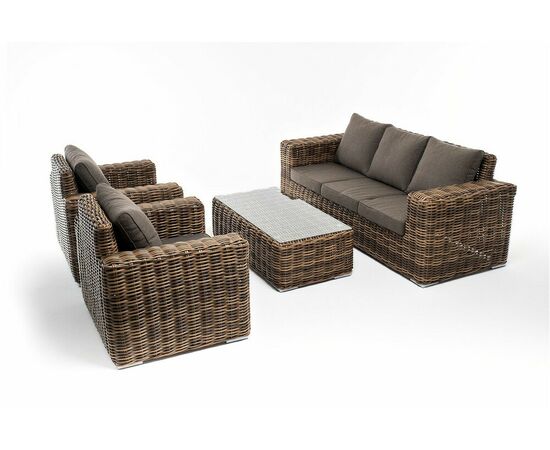 "Палермо" лаунж-зона из искусственного ротанга, цвет соломенный, изображение 24 | Интернет магазин мебели и декора LifeDekor