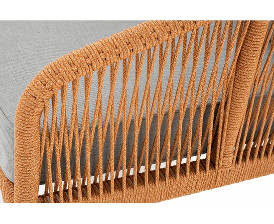 "Канны" диван 2-местный плетеный из роупа, каркас алюминий светло-серый (RAL7035) муар, роуп оранжевый меланж круглый, ткань светло-серая, изображение 5 | Интернет магазин мебели и декора LifeDekor