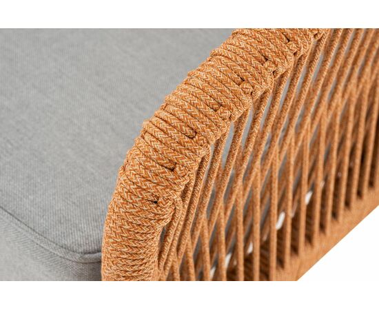 "Канны" диван 2-местный плетеный из роупа, каркас алюминий светло-серый (RAL7035) муар, роуп оранжевый меланж круглый, ткань светло-серая, изображение 7 | Интернет магазин мебели и декора LifeDekor