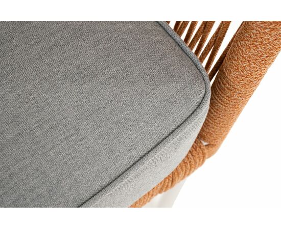 "Канны" диван 2-местный плетеный из роупа, каркас алюминий светло-серый (RAL7035) муар, роуп оранжевый меланж круглый, ткань светло-серая, изображение 8 | Интернет магазин мебели и декора LifeDekor