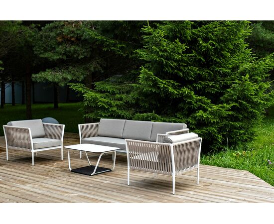 "Касабланка" лаунж-зона плетеная из роупа 5-местная, цвет бежевый, изображение 2 | Интернет магазин мебели и декора LifeDekor