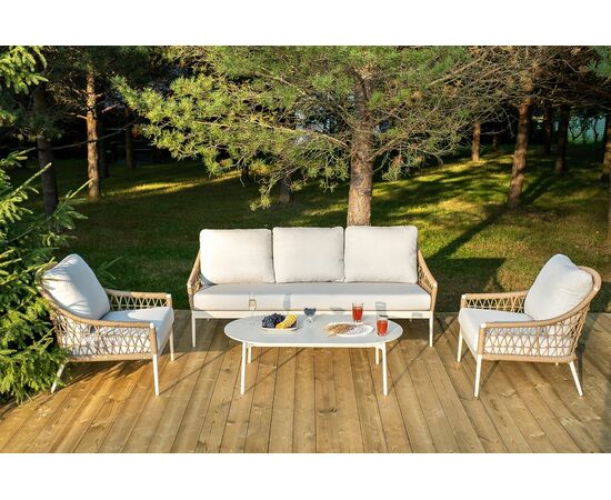 "Венеция" лаунж-зона из искусственного ротанга, цвет соломенный | Интернет магазин мебели и декора LifeDekor