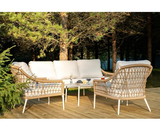 "Венеция" лаунж-зона из искусственного ротанга, цвет соломенный, изображение 4 | Интернет магазин мебели и декора LifeDekor