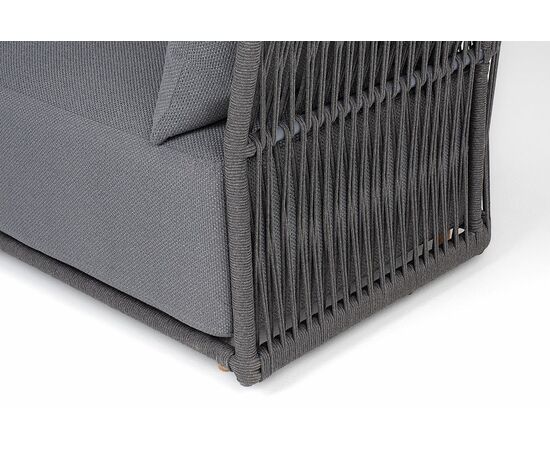 "Лугано" диван 3-местный плетеный из роупа, каркас алюминий темно-серый (RAL7024) муар, роуп темно-серый круглый, ткань темно-серая YB25-0027, изображение 4 | Интернет магазин мебели и декора LifeDekor