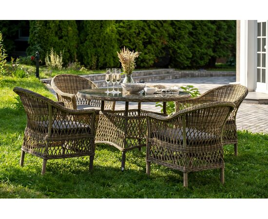 "Дольче" обеденная группа из искусственного ротанга, цвет соломенный, изображение 3 | Интернет магазин мебели и декора LifeDekor