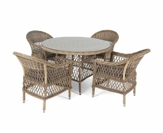 "Дольче" обеденная группа из искусственного ротанга, цвет соломенный, изображение 15 | Интернет магазин мебели и декора LifeDekor