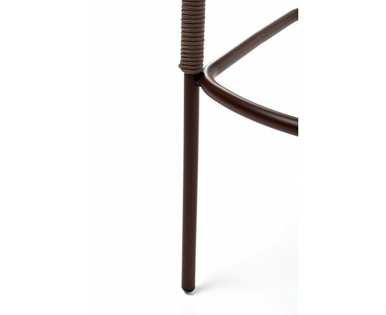 "Марсель" стул барный плетеный из роупа, каркас из стали коричневый (RAL8016) муар, роуп коричневый круглый, ткань темно-серая 027, изображение 8 | Интернет магазин мебели и декора LifeDekor