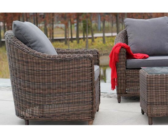 "Кон Панна" лаунж-зона из искусственного ротанга, цвет коричневый, изображение 4 | Интернет магазин мебели и декора LifeDekor