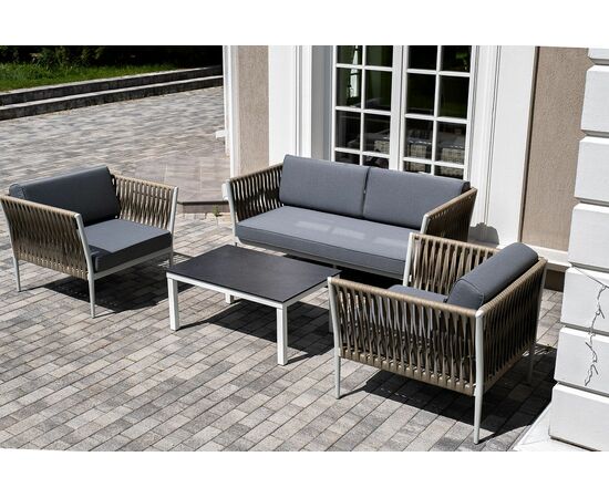 "Касабланка" лаунж-зона плетеная из роупа 4-местная, цвет серый | Интернет магазин мебели и декора LifeDekor