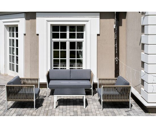 "Касабланка" лаунж-зона плетеная из роупа 4-местная, цвет серый, изображение 2 | Интернет магазин мебели и декора LifeDekor