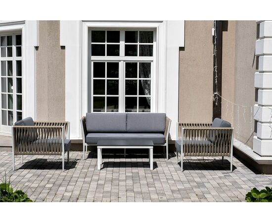 "Касабланка" лаунж-зона плетеная из роупа 4-местная, цвет серый, изображение 3 | Интернет магазин мебели и декора LifeDekor