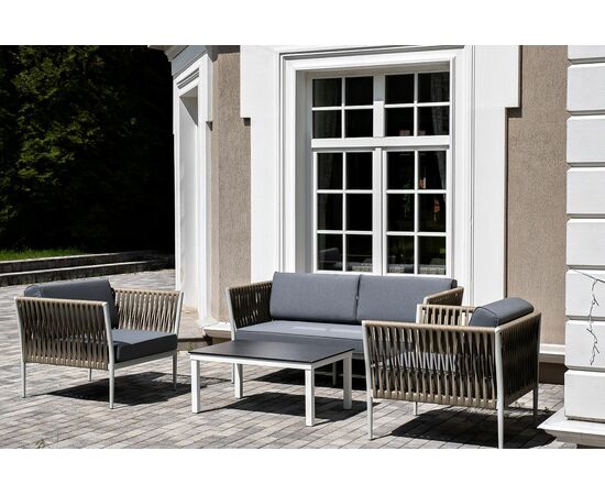 "Касабланка" лаунж-зона плетеная из роупа 4-местная, цвет серый, изображение 5 | Интернет магазин мебели и декора LifeDekor