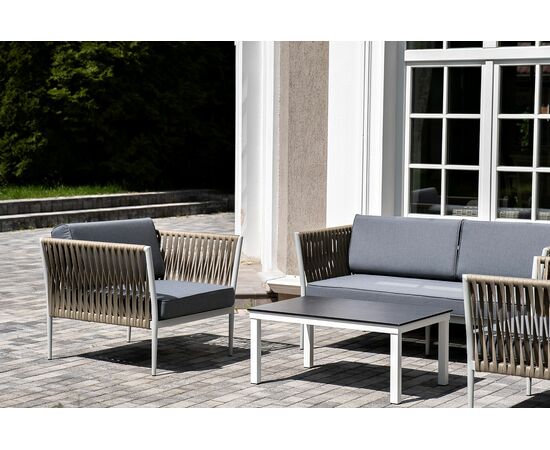 "Касабланка" лаунж-зона плетеная из роупа 4-местная, цвет серый, изображение 6 | Интернет магазин мебели и декора LifeDekor