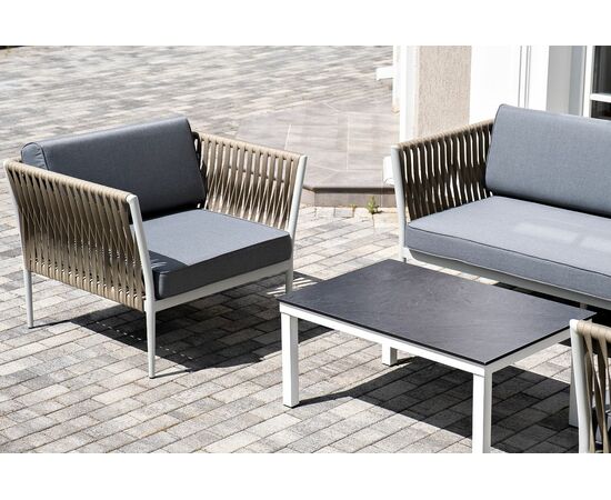 "Касабланка" лаунж-зона плетеная из роупа 4-местная, цвет серый, изображение 10 | Интернет магазин мебели и декора LifeDekor